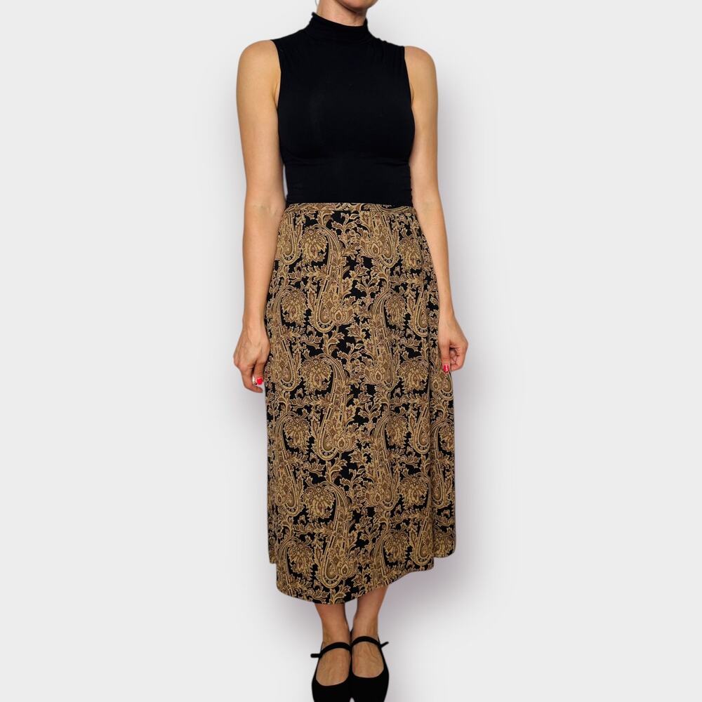 Y2K Jones New York Silk Tan Black Skirt